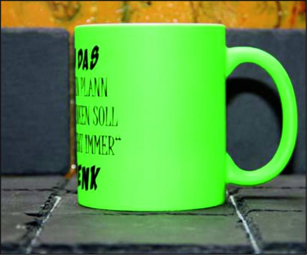Neontasse mit Spruch "ICH HABE KEINEN PLAN WAS ICH SCHENKEN SOLL"  TASSE